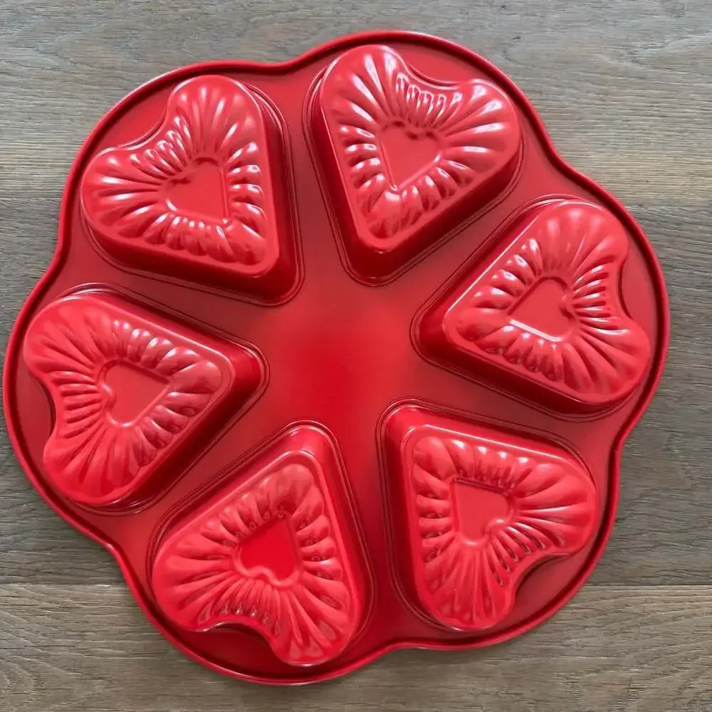 Nordic Ware Heart Cakelet Pan 6 Cavity - Red